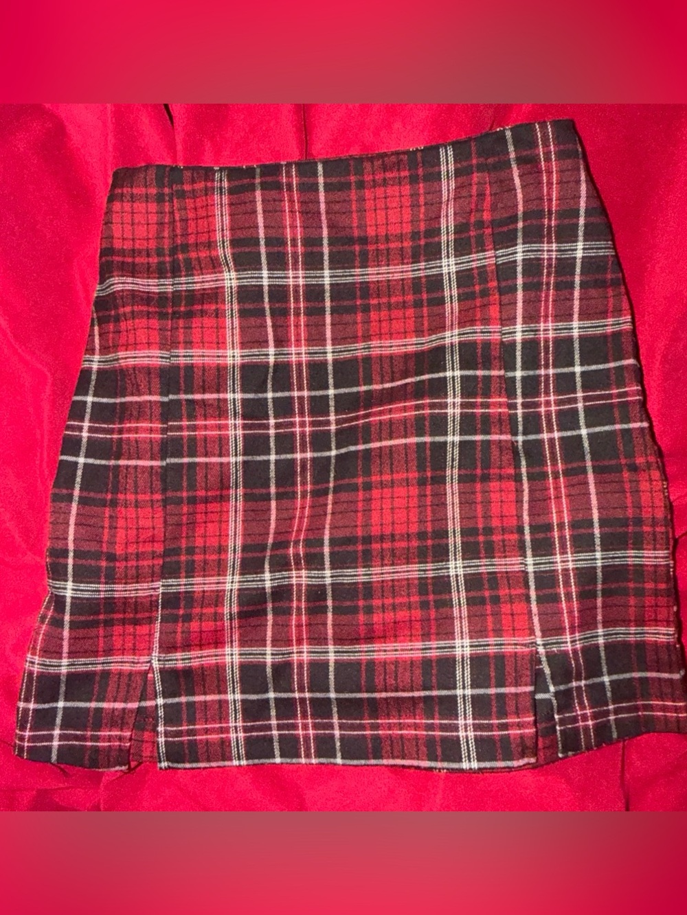 Eyeshadow Red and Black Plaid Mini Skirt